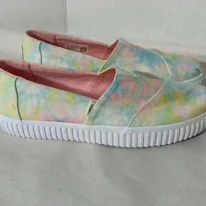 "TOMS" Womens Size 7 Tie Dye Canvas Alpargata Ortho Lite‎ Insoles Slip-On EUC